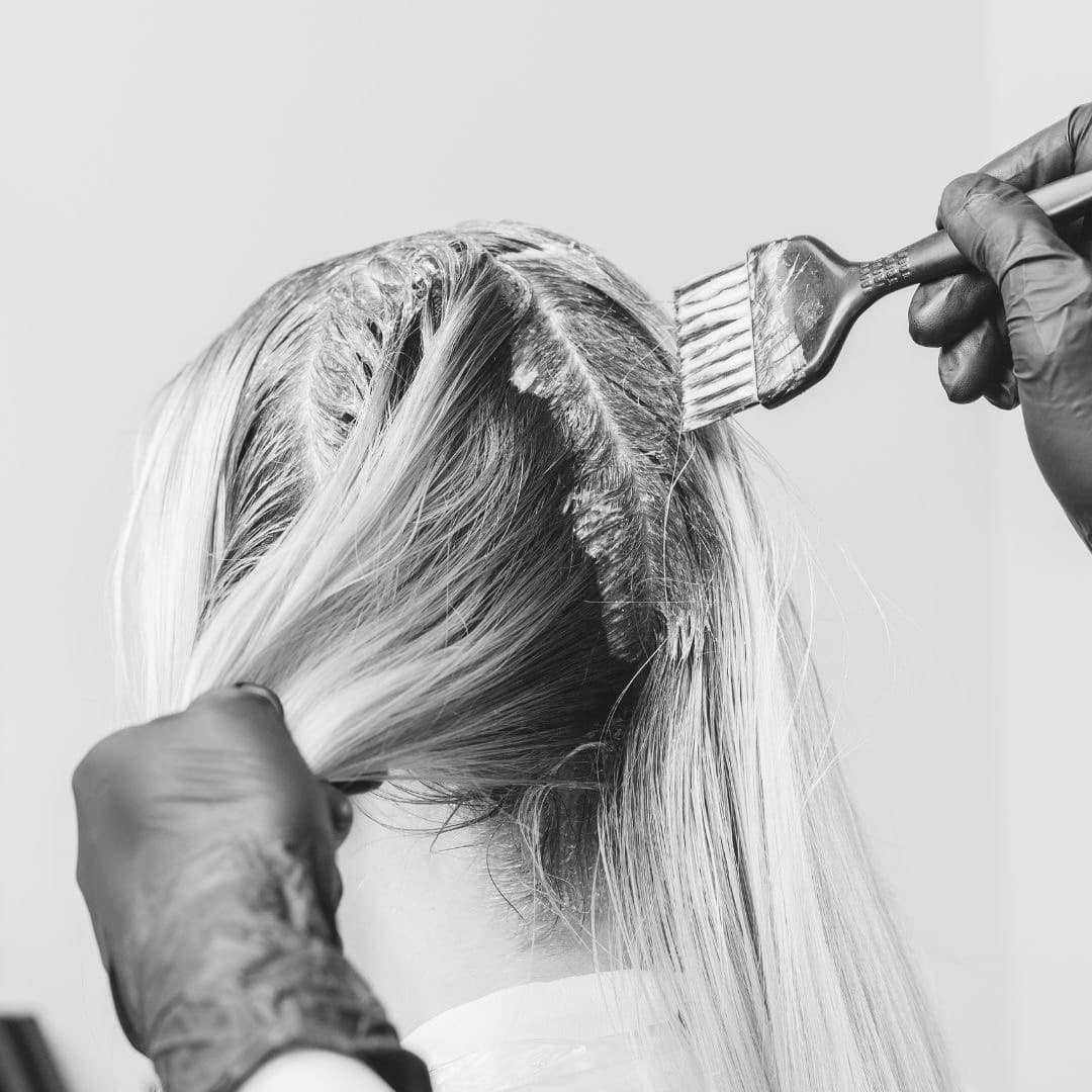 Colour being brushed onto roots